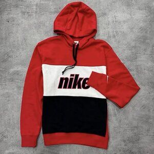 Nike NSW Club Logo Pullover Hoodie Red White Black HQ2477-657 Men’s Sizes